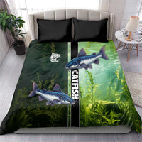 Catfish Fishing Bedding Set with Underwater River Scene and Green Aquatic Pattern - Wonder Print Shop