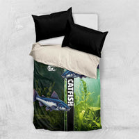 Catfish Fishing Bedding Set with Underwater River Scene and Green Aquatic Pattern - Wonder Print Shop