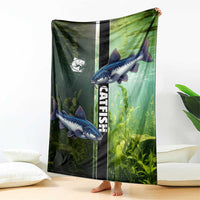 Catfish Fishing Blanket with Underwater River Scene and Green Aquatic Pattern - Wonder Print Shop