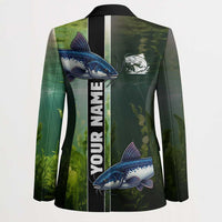 Custom Catfish Fishing Blazer with Underwater River Scene and Green Aquatic Pattern - Wonder Print Shop