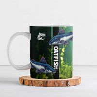 Custom Catfish Fishing Ceramic Mug with Underwater River Scene and Green Aquatic Pattern - Wonder Print Shop