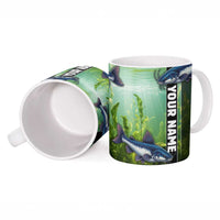 Custom Catfish Fishing Ceramic Mug with Underwater River Scene and Green Aquatic Pattern - Wonder Print Shop
