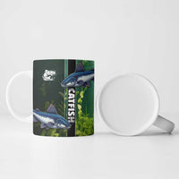Custom Catfish Fishing Ceramic Mug with Underwater River Scene and Green Aquatic Pattern - Wonder Print Shop