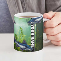 Custom Catfish Fishing Ceramic Mug with Underwater River Scene and Green Aquatic Pattern - Wonder Print Shop