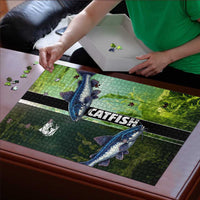 Catfish Fishing Puzzle with Underwater River Scene and Green Aquatic Pattern - Wonder Print Shop