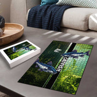 Catfish Fishing Puzzle with Underwater River Scene and Green Aquatic Pattern - Wonder Print Shop