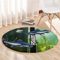 Catfish Fishing Round Carpet with Underwater River Scene and Green Aquatic Pattern - Wonder Print Shop