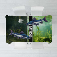 Catfish Fishing Tablecloth with Underwater River Scene and Green Aquatic Pattern - Wonder Print Shop