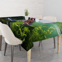 Catfish Fishing Tablecloth with Underwater River Scene and Green Aquatic Pattern - Wonder Print Shop