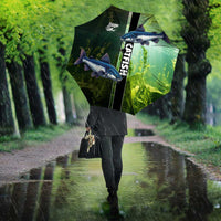 Catfish Fishing Umbrella with Underwater River Scene and Green Aquatic Pattern - Wonder Print Shop
