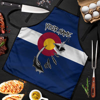 Custom Fishing Hook Apron with Colorado Flag Theme and Blue White Graphic Pattern - Wonder Print Shop