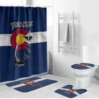 Custom Fishing Hook Bathroom Set with Colorado Flag Theme and Blue White Graphic Pattern - Wonder Print Shop