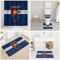 Custom Fishing Hook Bathroom Set with Colorado Flag Theme and Blue White Graphic Pattern - Wonder Print Shop