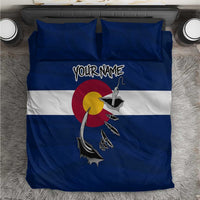Custom Fishing Hook Bedding Set with Colorado Flag Theme and Blue White Graphic Pattern - Wonder Print Shop
