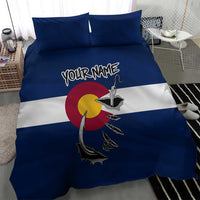 Custom Fishing Hook Bedding Set with Colorado Flag Theme and Blue White Graphic Pattern - Wonder Print Shop