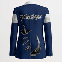 Custom Fishing Hook Blazer with Colorado Flag Theme and Blue White Graphic Pattern - Wonder Print Shop