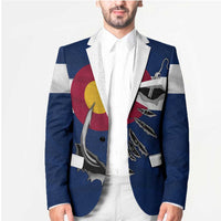 Custom Fishing Hook Blazer with Colorado Flag Theme and Blue White Graphic Pattern - Wonder Print Shop