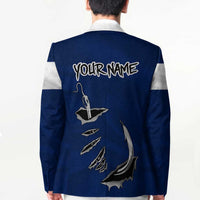 Custom Fishing Hook Blazer with Colorado Flag Theme and Blue White Graphic Pattern - Wonder Print Shop