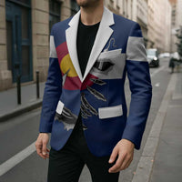 Custom Fishing Hook Blazer with Colorado Flag Theme and Blue White Graphic Pattern - Wonder Print Shop