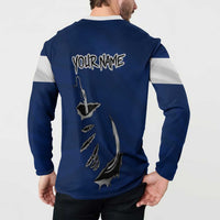 Custom Fishing Hook Button Sweatshirt with Colorado Flag Theme and Blue White Graphic Pattern - Wonder Print Shop