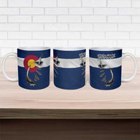 Custom Fishing Hook Ceramic Mug with Colorado Flag Theme and Blue White Graphic Pattern - Wonder Print Shop