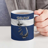 Custom Fishing Hook Ceramic Mug with Colorado Flag Theme and Blue White Graphic Pattern - Wonder Print Shop