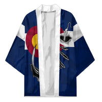Custom Fishing Hook Kimono with Colorado Flag Theme and Blue White Graphic Pattern - Wonder Print Shop