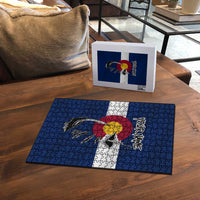Custom Fishing Hook Puzzle with Colorado Flag Theme and Blue White Graphic Pattern - Wonder Print Shop