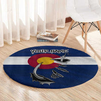 Custom Fishing Hook Round Carpet with Colorado Flag Theme and Blue White Graphic Pattern - Wonder Print Shop