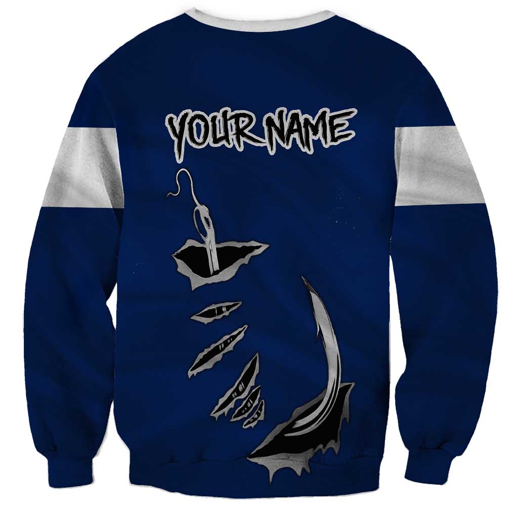 Custom Fishing Hook Sweatshirt with Colorado Flag Theme and Blue White Graphic Pattern - Wonder Print Shop