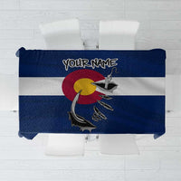 Custom Fishing Hook Tablecloth with Colorado Flag Theme and Blue White Graphic Pattern - Wonder Print Shop