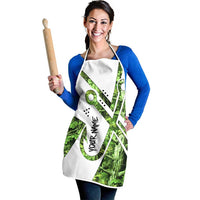Custom Fishing Hook Apron with Green Jungle Leaf Pattern and White Split Design - Wonder Print Shop