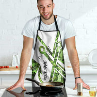 Custom Fishing Hook Apron with Green Jungle Leaf Pattern and White Split Design - Wonder Print Shop