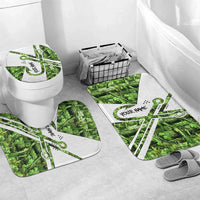 Custom Fishing Hook Bathroom Set with Green Jungle Leaf Pattern and White Split Design - Wonder Print Shop