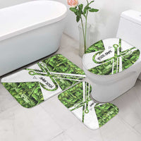 Custom Fishing Hook Bathroom Set with Green Jungle Leaf Pattern and White Split Design - Wonder Print Shop