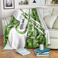 Custom Fishing Hook Blanket with Green Jungle Leaf Pattern and White Split Design - Wonder Print Shop