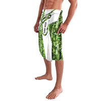 Custom Fishing Hook Lavalava with Green Jungle Leaf Pattern and White Split Design - Wonder Print Shop