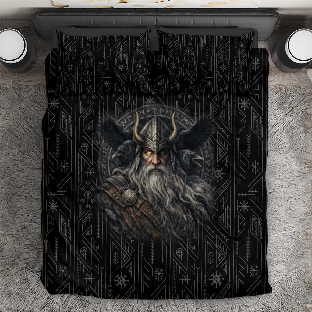 Vikings Odin Bedding Set with Viking Runes and Ravens Norse Mythology - Wonder Print Shop
