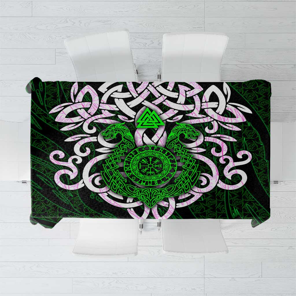 Vegvisir Tablecloth with Green Dragons and Norse Knots Viking Protection Tribute - Wonder Print Shop