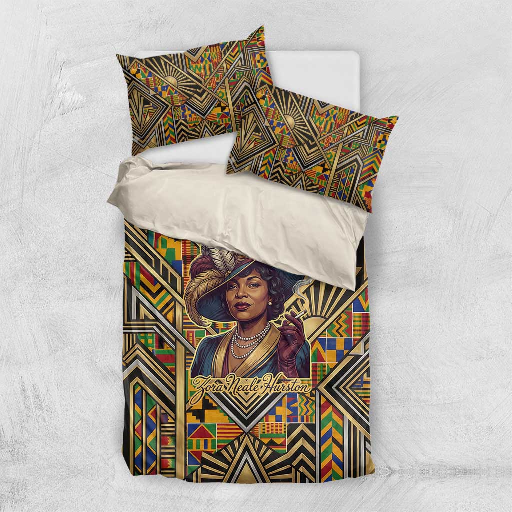 Zora Neale Hurston Bedding Set Bold Kente and Art Deco Pattern - I Am Not Tragically Colored - Wonder Print Shop