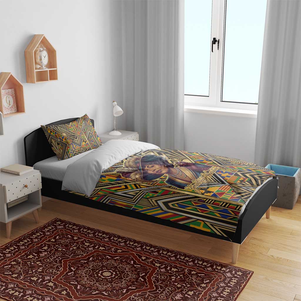 Zora Neale Hurston Bedding Set Bold Kente and Art Deco Pattern - I Am Not Tragically Colored - Wonder Print Shop