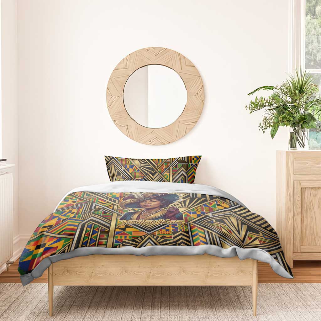 Zora Neale Hurston Bedding Set Bold Kente and Art Deco Pattern - I Am Not Tragically Colored - Wonder Print Shop