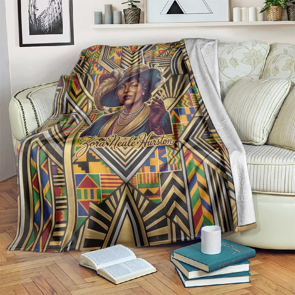 Zora Neale Hurston Blanket Bold Kente and Art Deco Pattern - I Am Not Tragically Colored - Wonder Print Shop