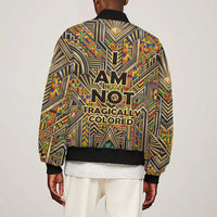 Zora Neale Hurston Bomber Jacket Bold Kente and Art Deco Pattern - I Am Not Tragically Colored - Wonder Print Shop
