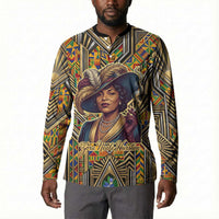 Zora Neale Hurston Button Sweatshirt Bold Kente and Art Deco Pattern - I Am Not Tragically Colored