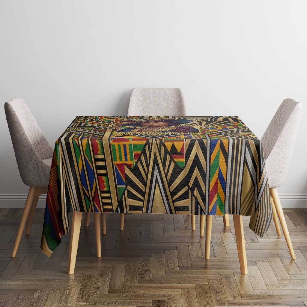 Zora Neale Hurston Tablecloth Bold Kente and Art Deco Pattern - I Am Not Tragically Colored - Wonder Print Shop