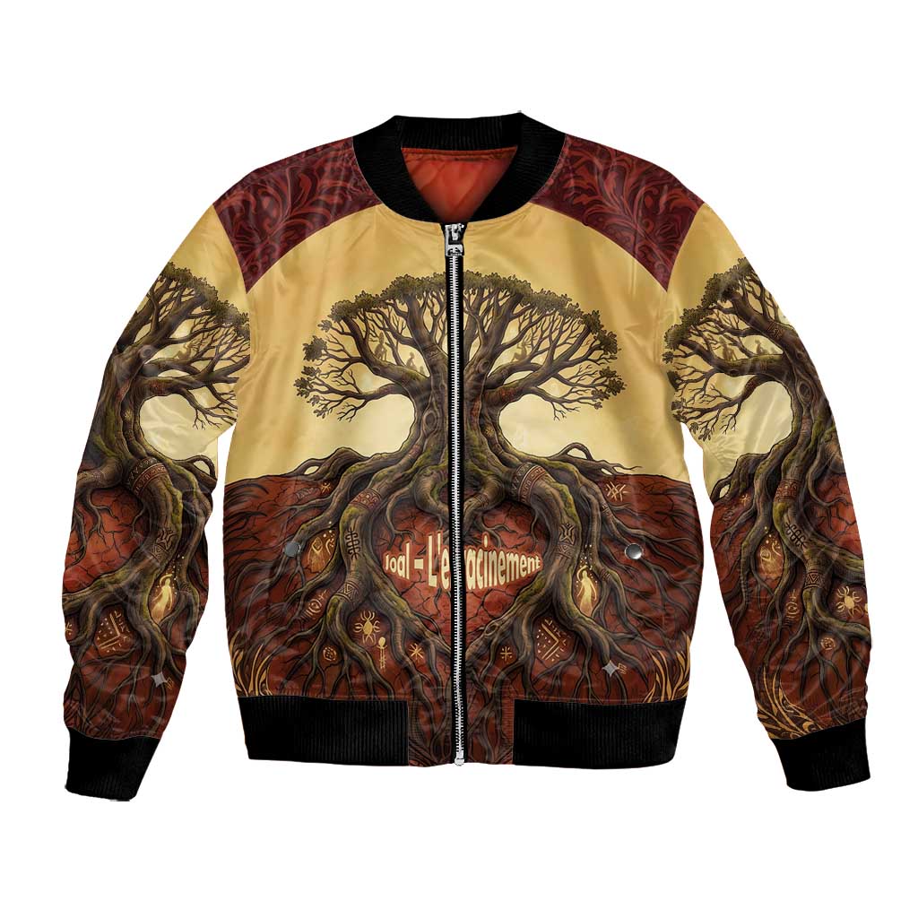 Léopold Sédar Senghor Bomber Jacket Sacred Baobab Tree Design African Roots and Symbols Theme Negritude Movement - Wonder Print Shop