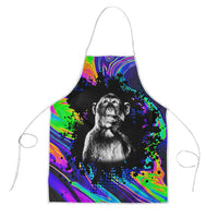 Funny Psychedelic Monkey Thinker Apron Trippy Curiosity Vibes