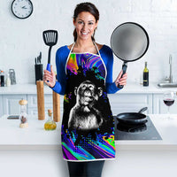 Funny Psychedelic Monkey Thinker Apron Trippy Curiosity Vibes