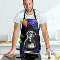 Funny Psychedelic Monkey Thinker Apron Trippy Curiosity Vibes